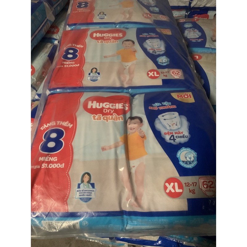 Bỉm quần huggies size XL 62 miếng +8 miếng