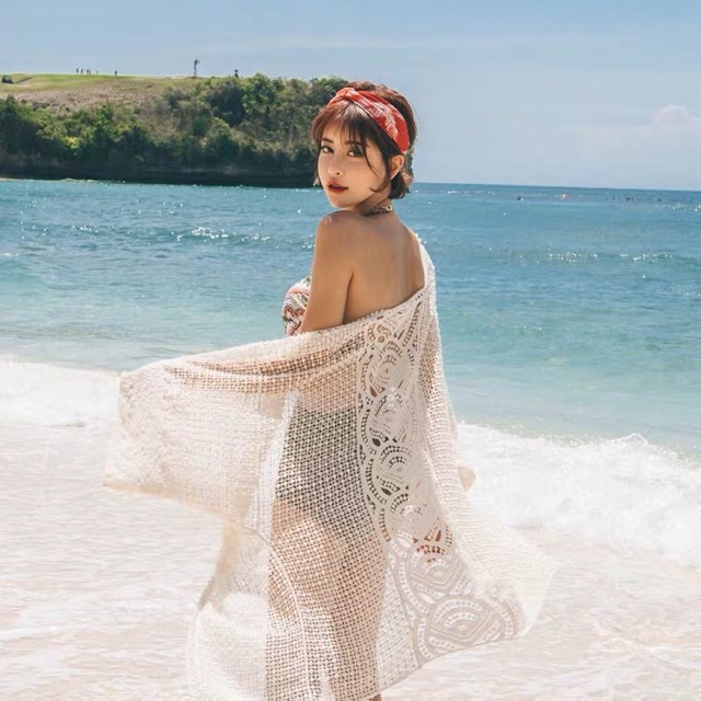 Áo khoác len bikini, Áo Kimono áo choàng đi biển #HH1368