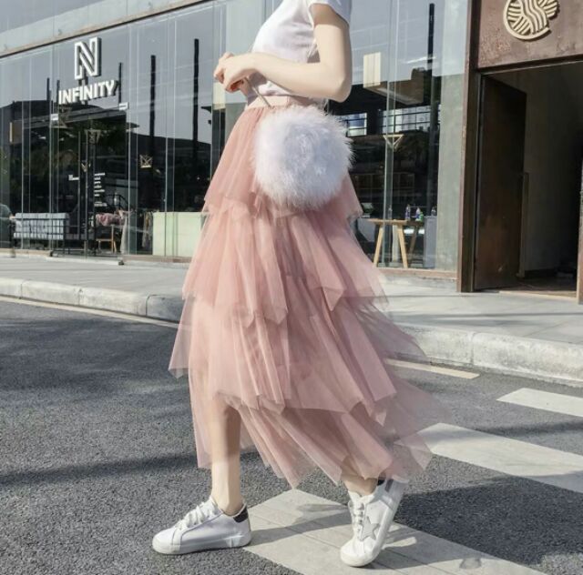 Váy lưới tầng dài- váy dự tiệc xinh lung linh