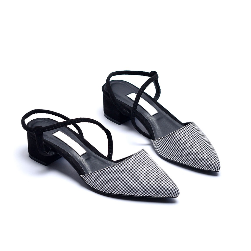 Giày sandal gót thấp họa tiết Merly