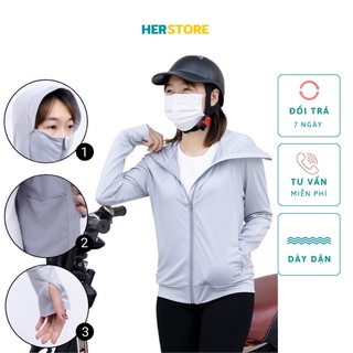 Áo chống nắng nữ khẩu trang cao có khoá túi mã A08