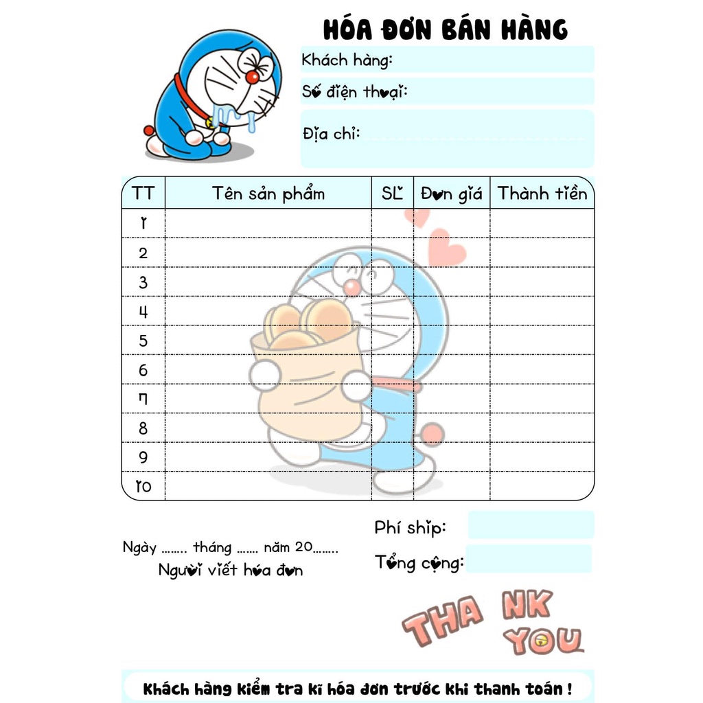 HOÁ ĐƠN BÁN HÀNG (size A6-10x14,5cm) 2 liên ngẫu nhiên