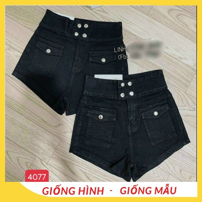 Quần Sọt Jean Nữ Trơn Lưng Cao Lai Cuốn Quần Bò KIXONA 11