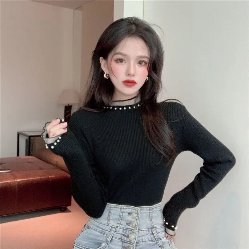 [CÓ SẴN] ÁO LEN TĂM PHỐI VOAN ĐÍNH HẠT