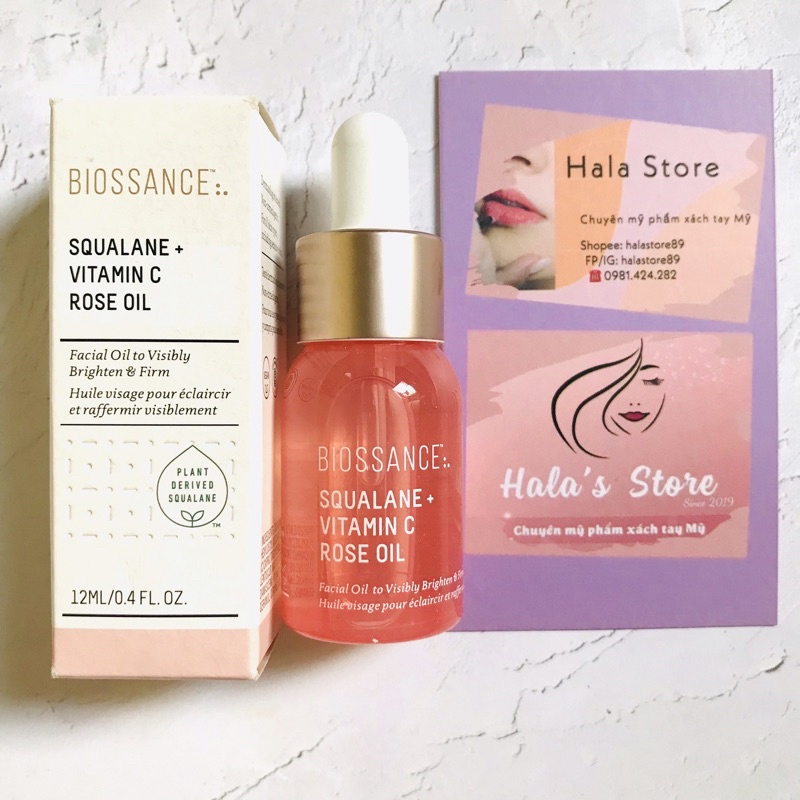 Biossance ✨ Dầu dưỡng da hữu cơ Squalene Vitamin C Rose Oil