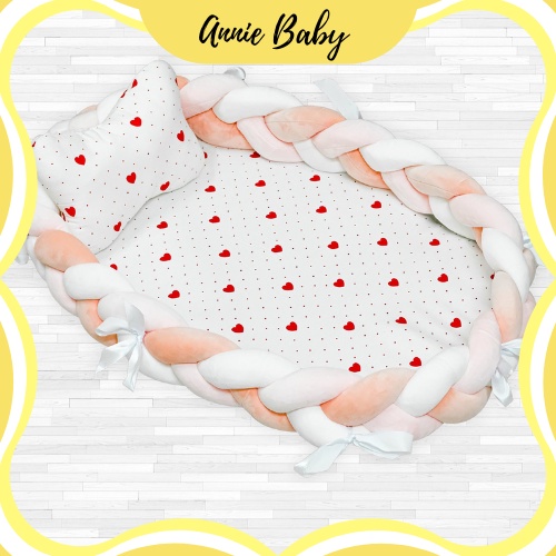 Nệm Nôi Ngủ Chung Giường Cho Bé Annie Baby, Nôi Vải sơ sinh cho bé từ 0 - 1 tuổi, Đệm Nôi Xách Tay An Toàn