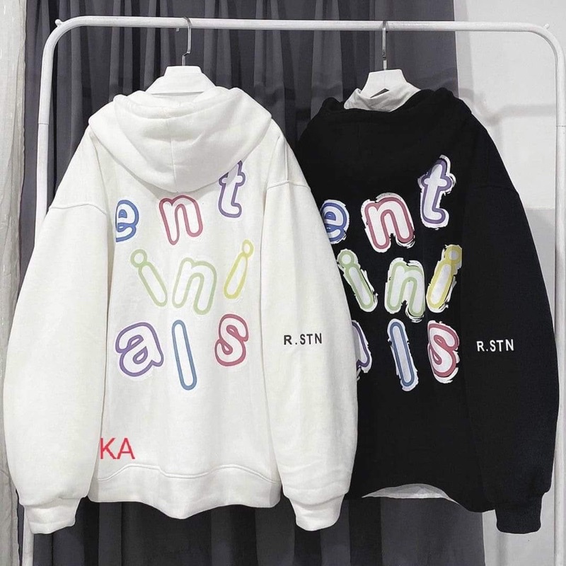 Áo khoá nỉ cotton chữ màu sắc in hai mặt KA12