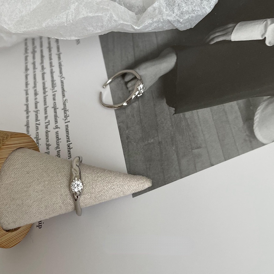 Nhẫn Hở Đính Đá Zircon Đơn Giản Thời Trang Có Thể Điều Chỉnh