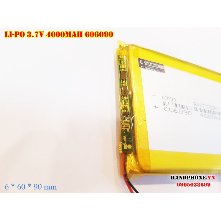 Pin Li-Po 3.7V 606090 4000mAh (Lithium Polyme)