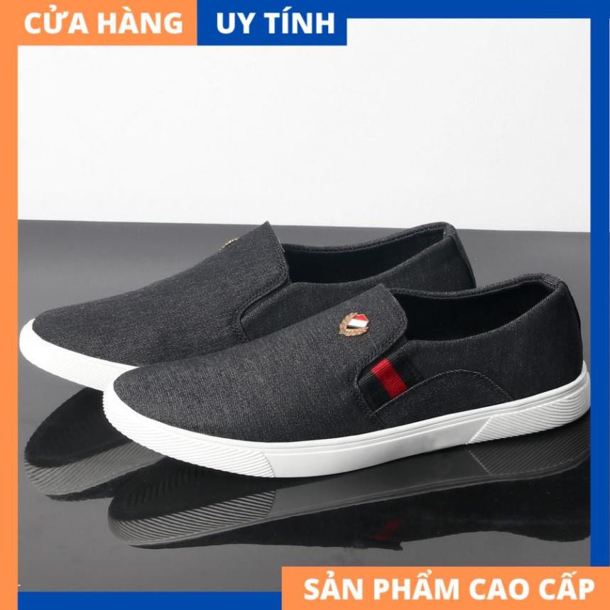 Giày lười vải nam đen đế trắng siêu đẹp VP361 Gấu Nâu [HÀNG CAO CẤP] | BigBuy360 - bigbuy360.vn