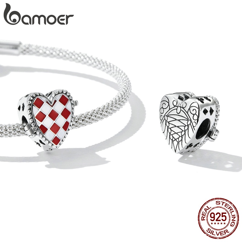 Phụ kiện làm vòng tay bạc 925 Bamoer mặt hình trái tim thời trang cho nữ