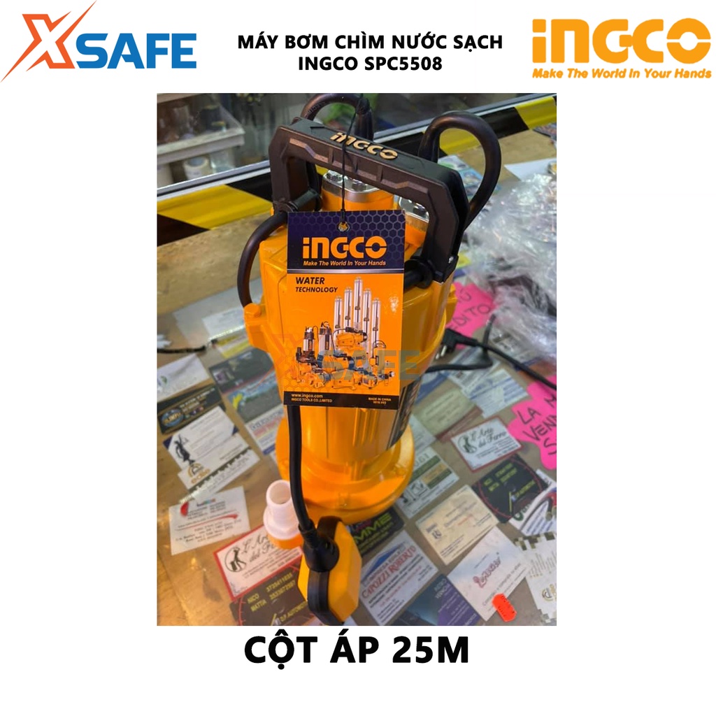 Máy bơm chìm INGCO SPC5508 Máy bơm chìm nước sạch điện áp 220-240V~50Hz, công suất đầu vào 550W(0,75HP) - Chính hãng