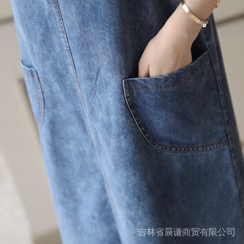 Đầm Yếm Denim Dáng Rộng Phong Cách Hàn Quốc Thời Trang Mới Cho Nữ ZD1F