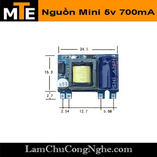 Mạch nguồn siêu mini 220V - 5v 700mA 1 hàng chân - Module nguồn hạ áp cực nhỏ gọn thích hợp cho các dự án IOT