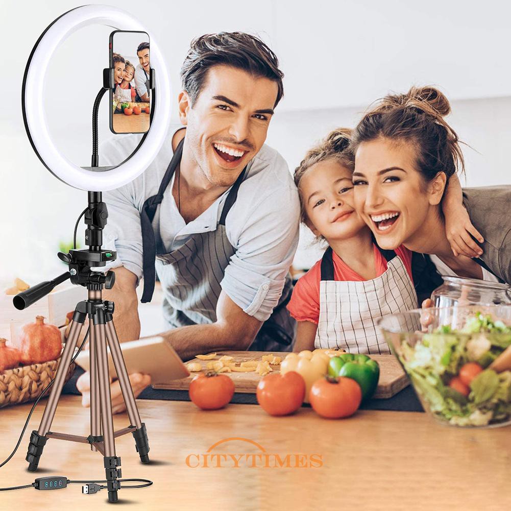 Vòng Đèn Led 10 Inch Kèm Chân Đế Tripod 50 Inch Hỗ Trợ Live Stream Cho Điện Thoại