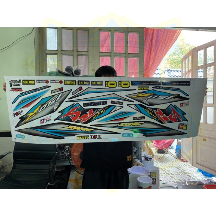 ( Quí khách vui lòng mang ra tiệm cho thợ dán ) Tem sonic 150 xanh đen RS