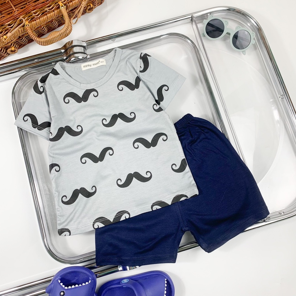 Đồ bộ Minky Mom bé trai bé gái, bộ cộc tay thun lạnh cho bé  phù hợp mặc đi chơi . Bé 9-27kg. MMCT17