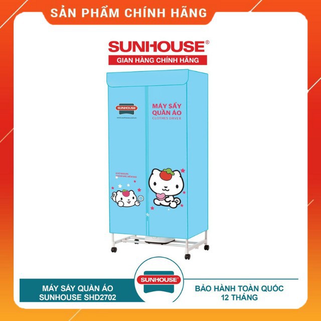 Máy Sấy Quần Áo SUNHOUSE SHD2702 Sấy Khô Nhanh, Tỏa đều khí nóng, Diệt Sạch Vi Khuẩn