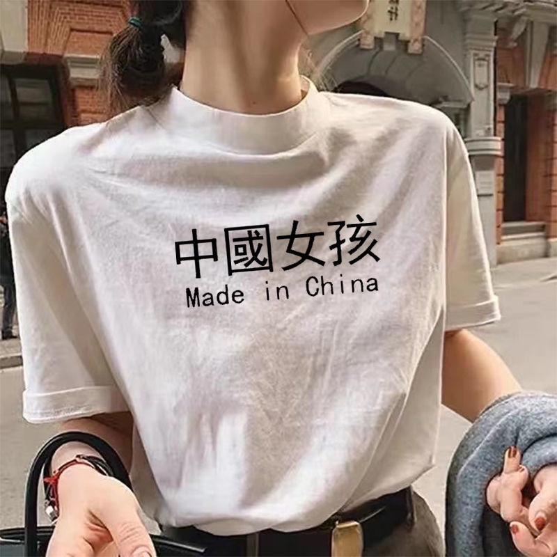 Áo thun 100% cotton ngắn tay dáng rộng phong cách Hàn Quốc cho nữ