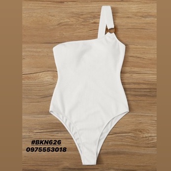 [BKN626] &lt;ÂU&gt; BODYSUIT LỆCH VAI VẢI GÂN ĐEN/TRẮNG