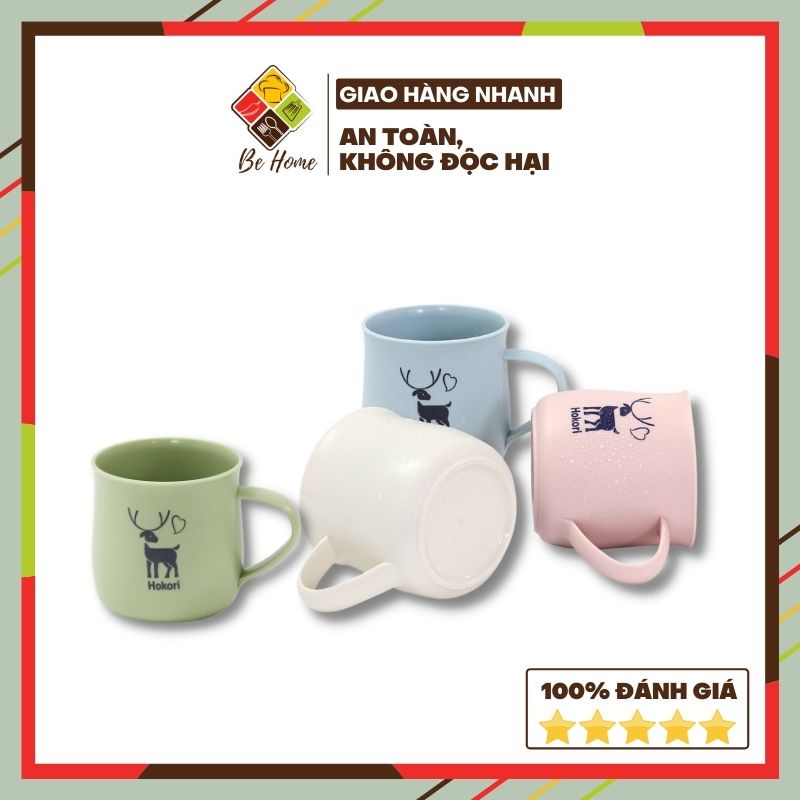 Cốc uống nước Hokori 350ml BEHOMEMALL Cốc nhựa Việt Nhật 6369 cao cấp có quai cầm [GIAO MÀU NGẪU NHIÊN]