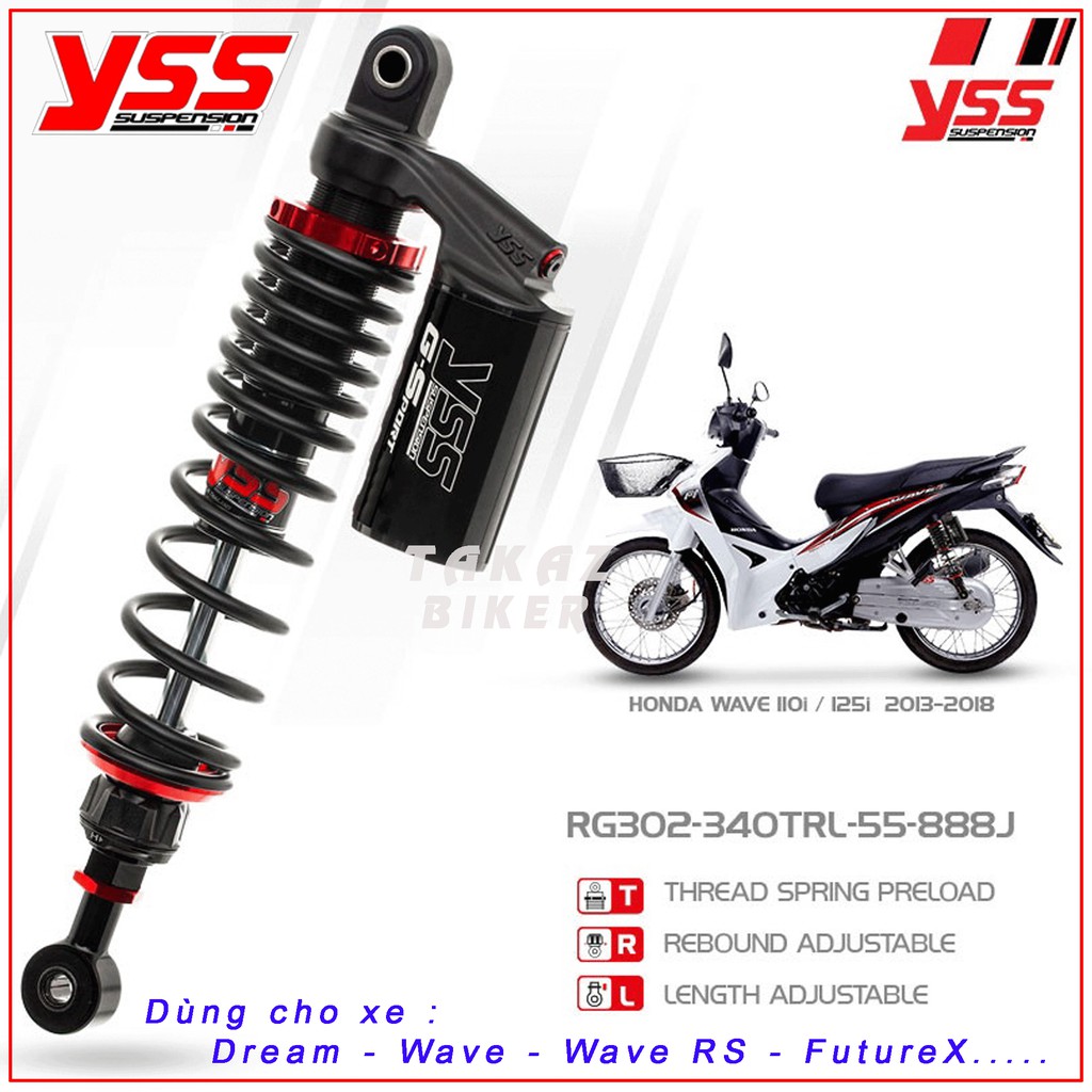 Phuộc YSS Xe Monkey, Future 125cc, Wave S110cc, RSX, Wave 125i G-Sport New 2019 Black Series Thái Lan