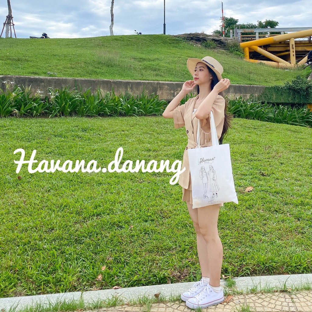 [Freeship/hình thật/sẵn] Túi tote Havana chất vải giấy mỏng