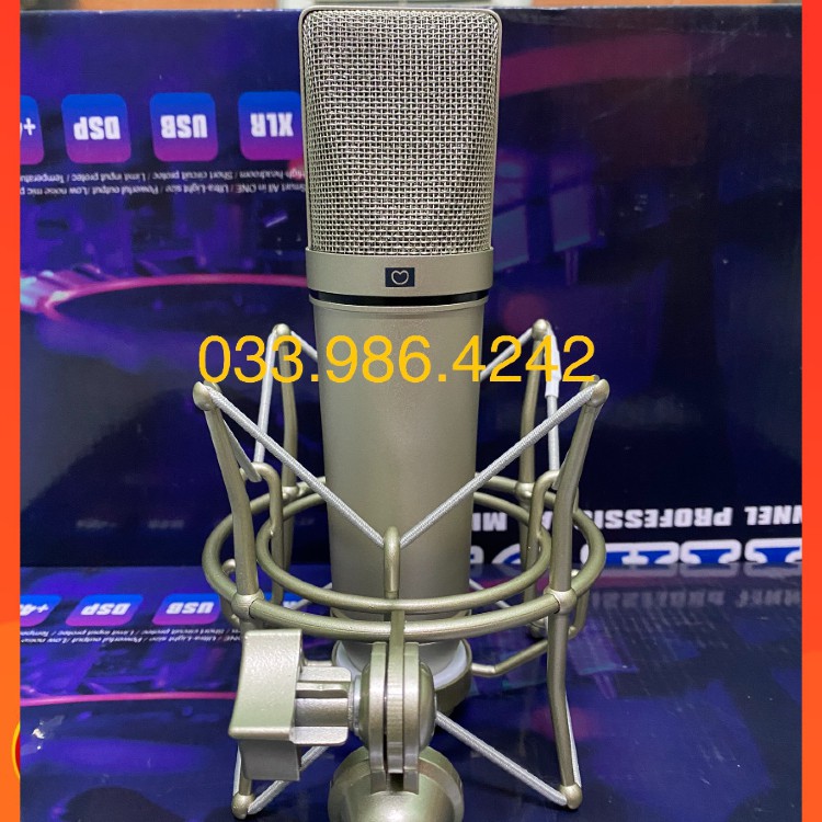 Trọn Bộ Sound Card Thu Âm H9 2021 Mic AQTA U87 ⚡FREESHIP⚡ Tặng Kèm Dây Kết Nối Và Tai Nghe Kiểm Âm . Bảo Hành 12 Tháng