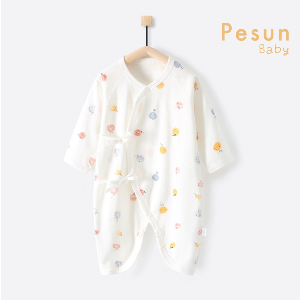 bodysuit vạt chéo pyjama cho bé cho bé 0-6 tháng tuổi vải cotton hoạ tiết đáng yêu