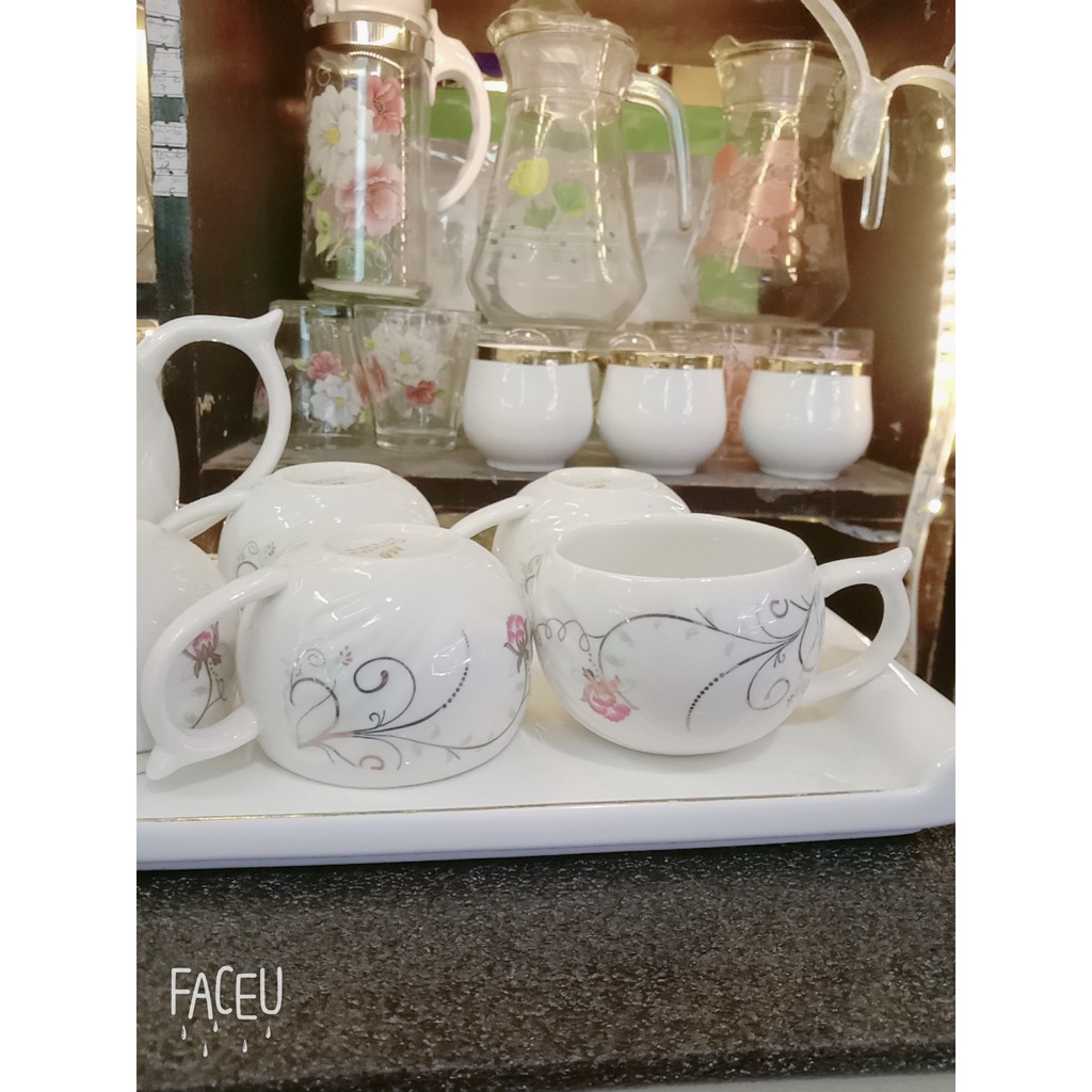 Bộ bình cốc kèm khay cao cấp mẫu mới