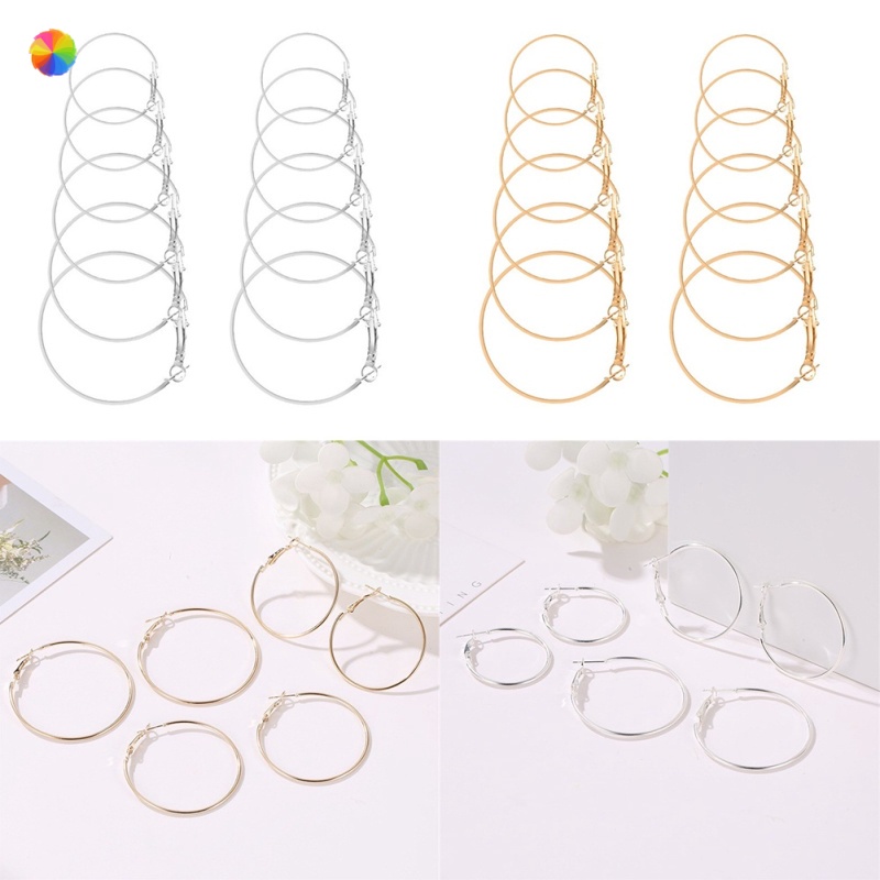 Set 6 khuyên tai tròn thời trang cho nữ