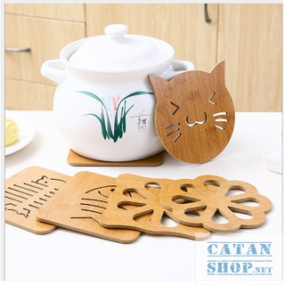Miếng lót nồi Gỗ, lót cốc chén cách nhiệt chống nóng bằng gỗ Nhiều mẫu siêu Cute GD289-LNGo (giao ngẫu nhiên)