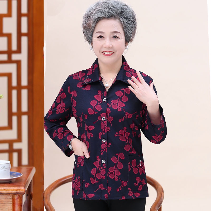 Áo sơ mi mùa hè tay thứ chín của phụ nữ trung niên và cao tuổi bà ba mẹ