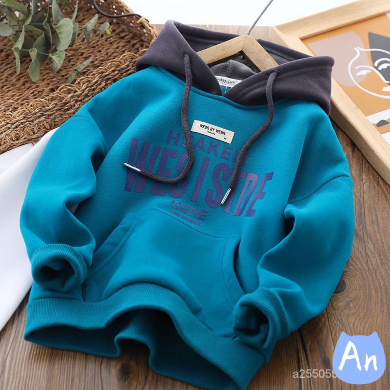 Áo Hoodie Một Lớp Lót Nhung Dày Giữ Ấm Mùa Thu Đông Cho Bé Trai