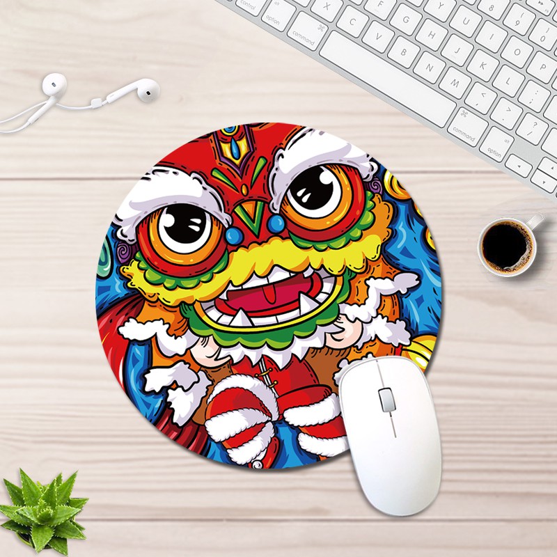 ♜☸♨Mouse pad oversized gaming table mat men’s and women’s gaming wristband office thickened keyboard pad seaming personality creative cute cartoon round small wristband non-slip waterproof national wind writing desk mat