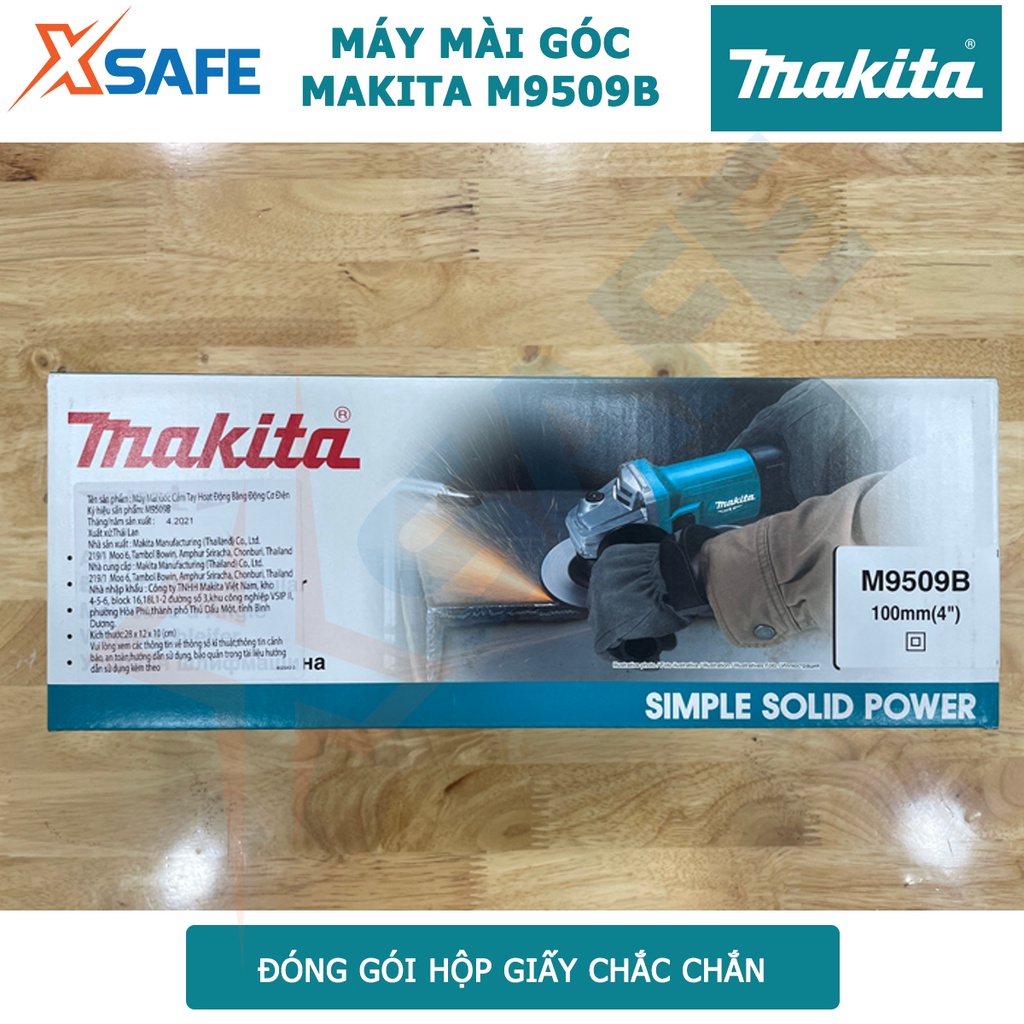 Máy mài góc MAKITA M9509B Máy mài cầm tay 850W công tắc trượt, tốc độ không tải 11000 rpm, đường kính đá mài 100mm
