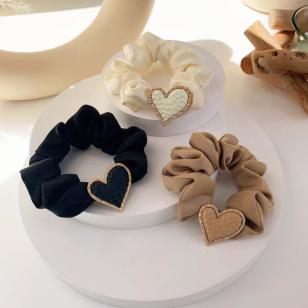 Dây Buộc Tóc Co Giãn Họa Tiết Trái Tim Phong Cách Hàn Quốc Thời Trang Cho Nữ