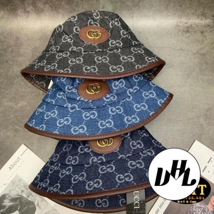 Mũ Bucket Jean Logo GC viền Da Thời Trang Cao Cấp Nam Nữ