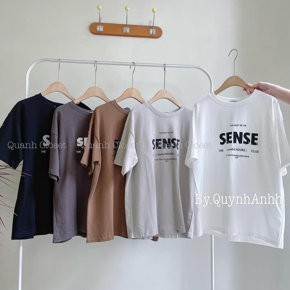Áo phông nam/nữ SENSE chất nhung tuyết oversize siêu rộng, Áo phông tay lỡ