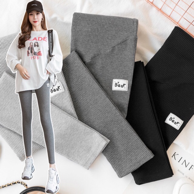 Quần bầu legging chất thun tăm co giãn 4 chiều có đỡ bụng - 𝐐𝐃𝟎𝟔