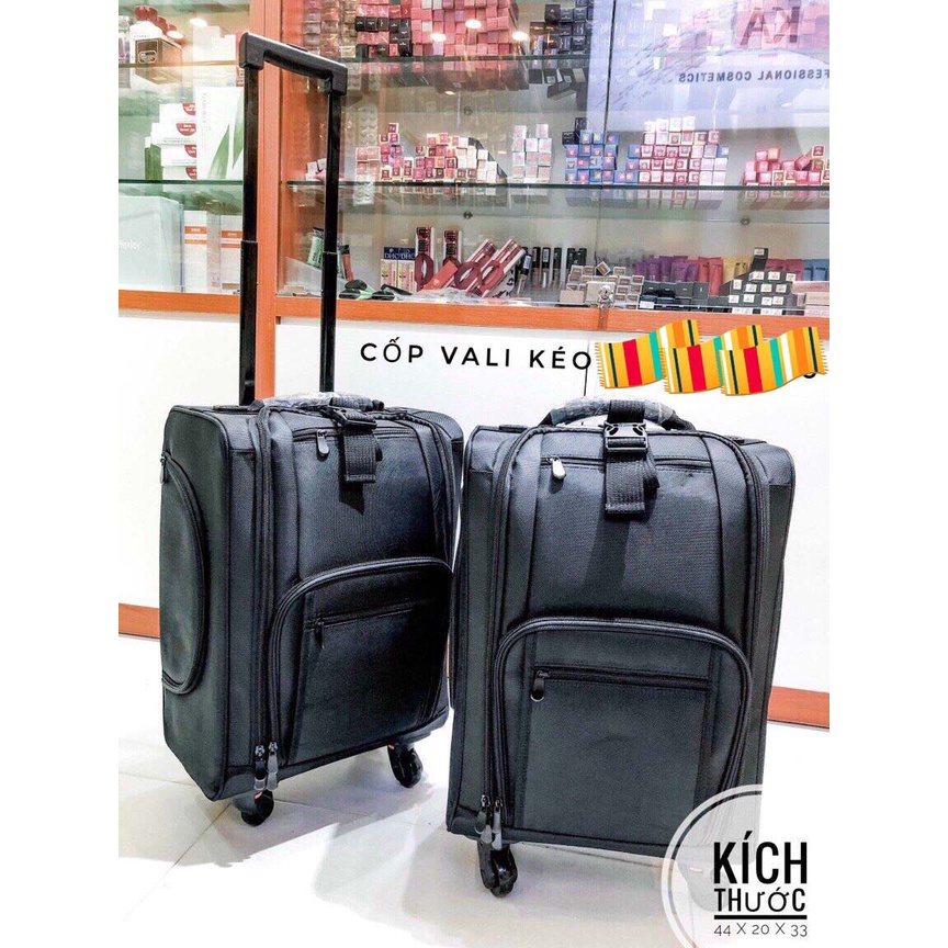 Cốp kéo đựng đồ trang điểm Halomi 2 bánh gồm 6 túi vải nhỏ để mỹ phẩm tiện lợi cho makeup