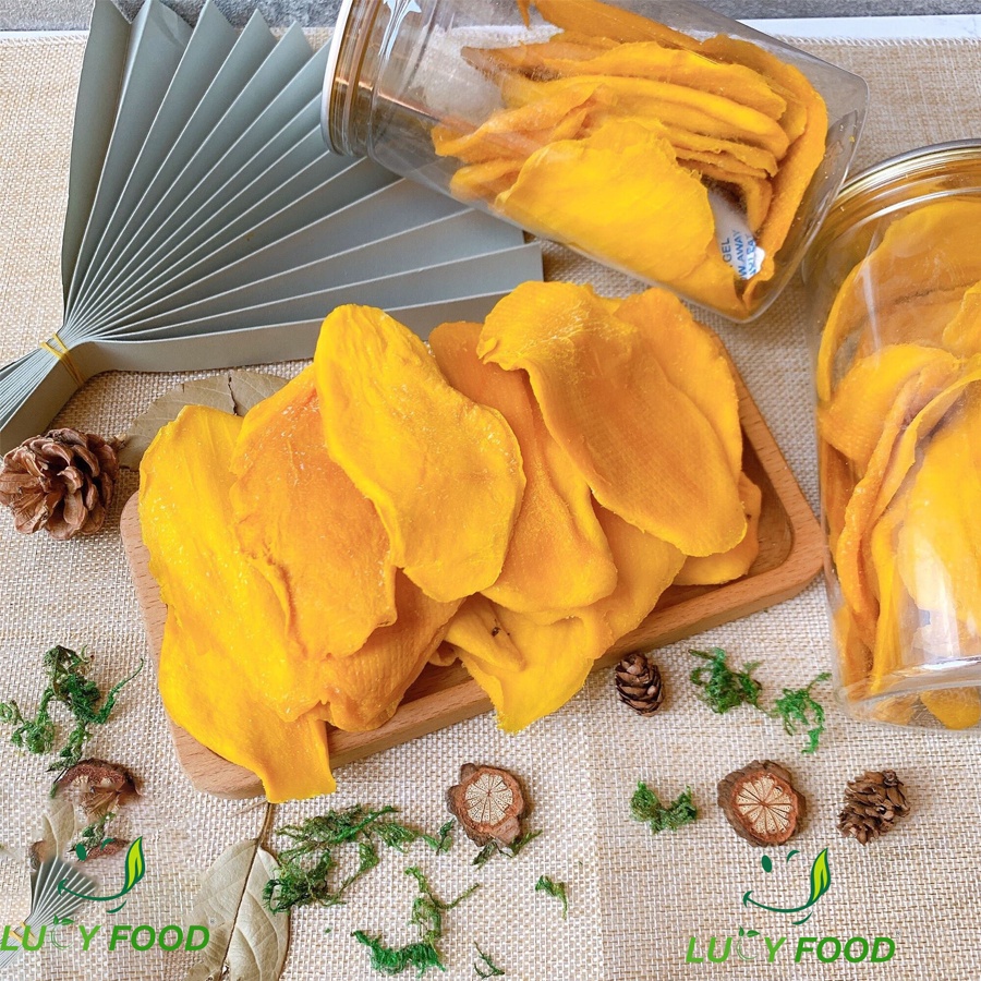 Xoài sấy dẻo hộp 500g nguyên miếng ngọt thanh tự nhiên không đường của nhà Lucy Food