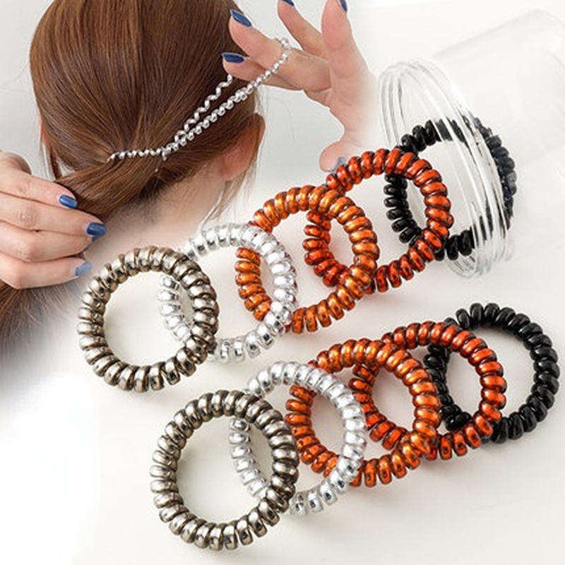Dây Buộc Tóc Bằng Nhựa Màu Bạc Thiết Kế Đơn Giản Tiện Dụng