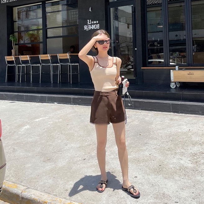 Áo ZHELIHANGFEI 2 dây dệt kim hở vai phong cách quyến rũ dành cho nữ