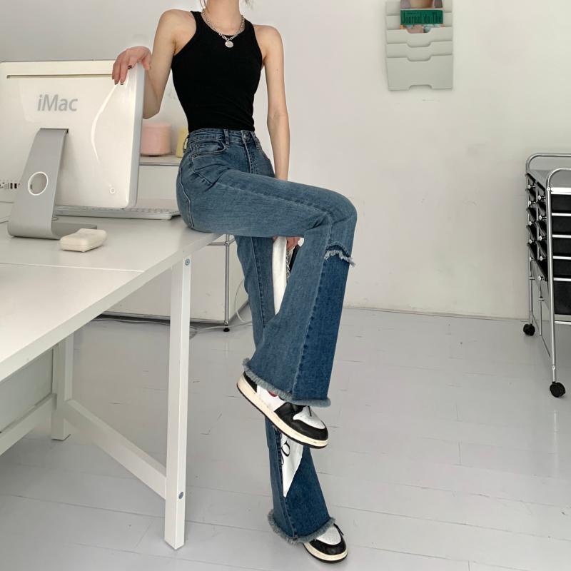 Quần jean ống rộng màu gradient trẻ trung phong cách mùa hè dễ phối đồ dành cho nữ