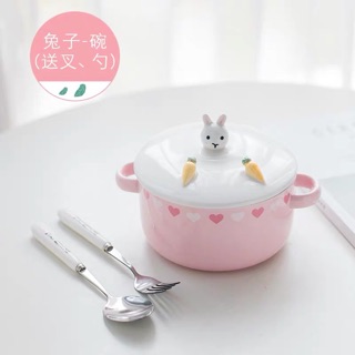 (Có sẵn) Set bát ăn mì gốm sứ cute