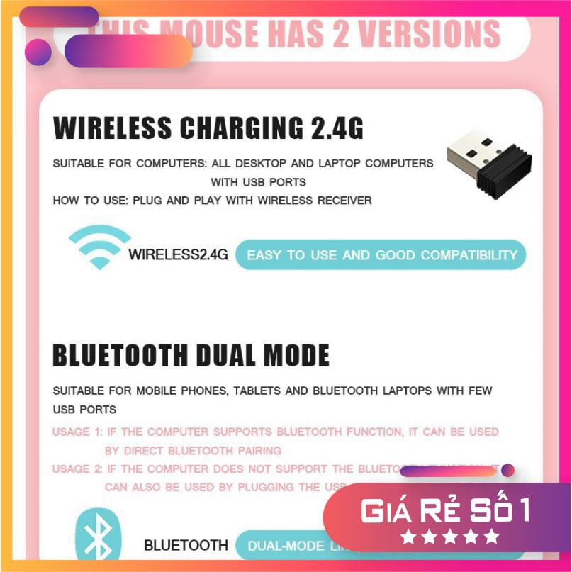 [SALE25]  (TKQT) Chuột máy tính Bluetooth không dây màu macaron DPI cao tutu.hahastore(CMT88) HG0901 HG2703