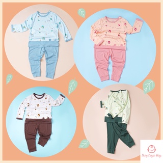Bộ dài tay cài vai vải tăm cho bé - Bons99