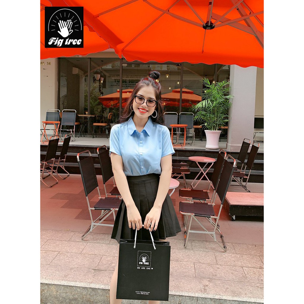 SƠ MI NỮ TAY NGẮN FIGTREE MÀU CƠ BẢN (XANH-ĐỎ-TRẮNG-ĐEN-TÍM CÀ)