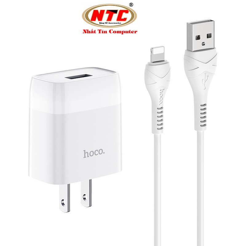 Bộ cốc sạc và cáp sạc Hoco C72 cổng Lightning output max 2.1A (Trắng) - Hàng chính hãng